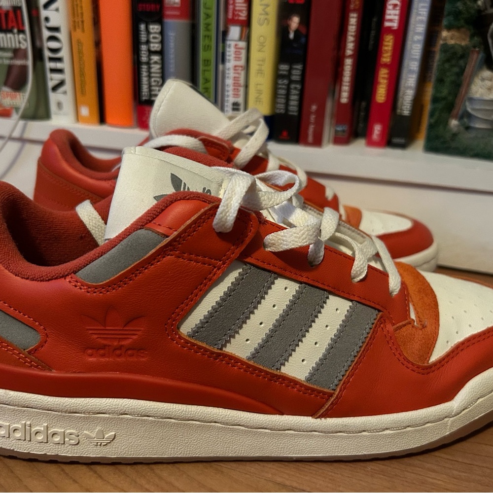 Adidas men’s orange, Gray, and White Sneakers
